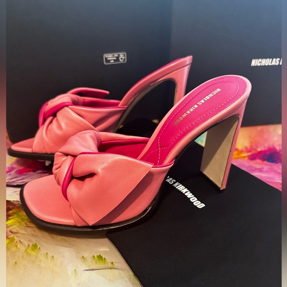 NICHOLAS KIRKWOOD Pink Twist Tie Leather Mule - Picture 2 of 14